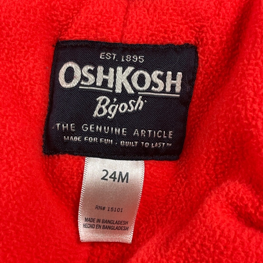 OshKosh Bgosh Toddler Boys Black Geometric Puffer Jacket Red Fleece Lined 24M - Picture 3 of 8